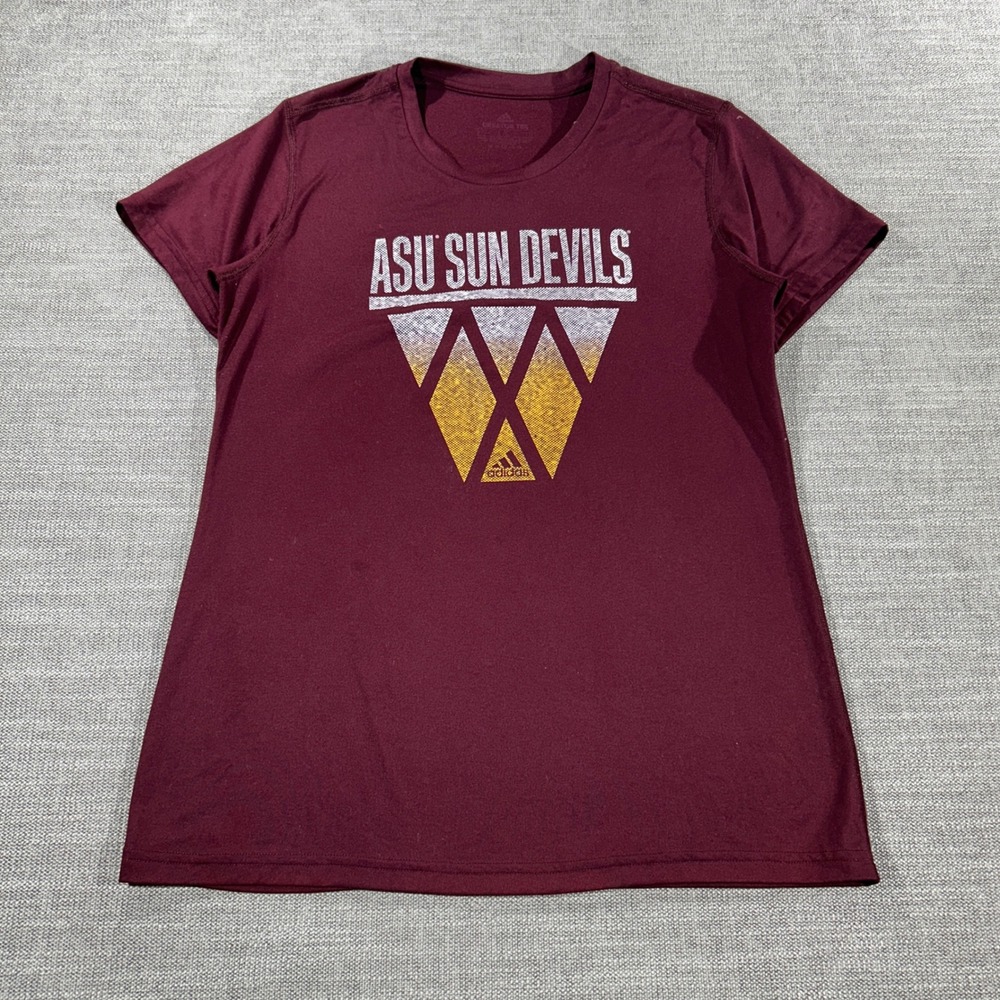 Adidas ASU Sun Devils T-Shirt Unisex Large Maroon Good Creator Tee Aeroready